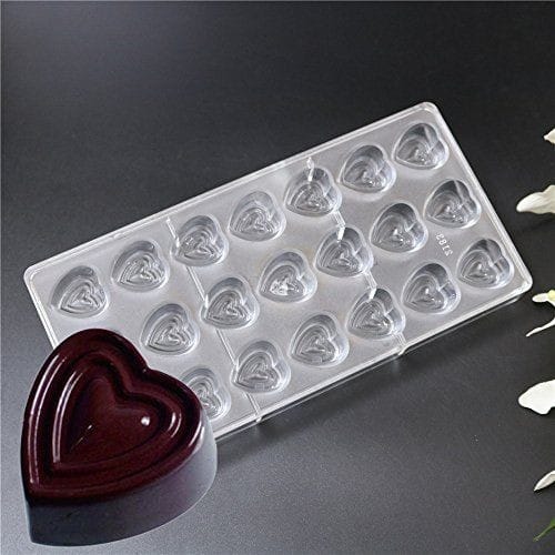 Bakewareind 21 cavity 3D Heart polycarbonate chocolate mould - Bakeware India