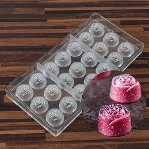 Bakewareind 21 cavity Rose polycarbonate chocolate mould - Bakeware India