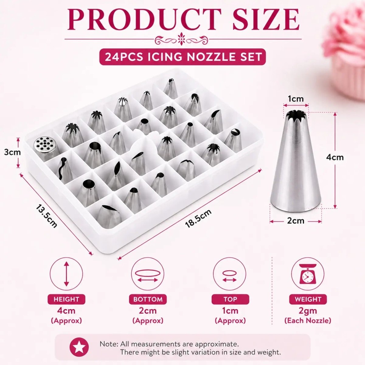 Bakewareind 24 PCS Stainless Steel Cake Icing Nozzle Set - Bakeware India