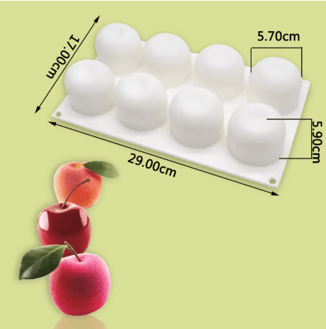 Bakewareind 3D Apple Fruit Mousse Cake Silicone Mould, 8-Cavity - Bakeware India