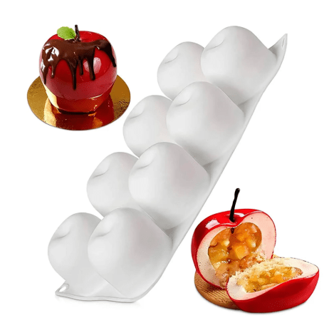 Bakewareind 3D Apple Fruit Mousse Cake Silicone Mould, 8-Cavity - Bakeware India