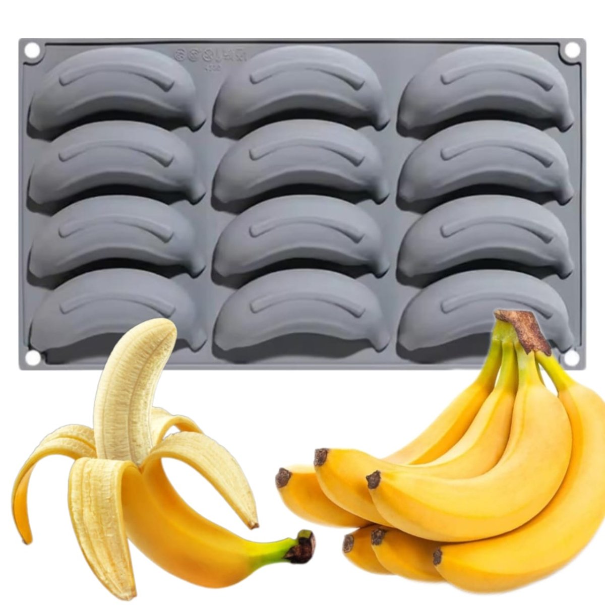 Bakewareind 3D Banana Fruit Mousse Chocolate Silicone Mould, 12 cavity - Bakeware India