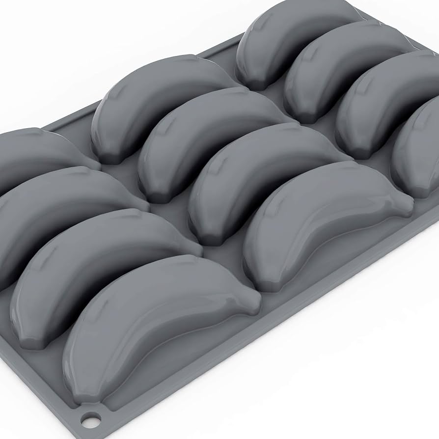 Bakewareind 3D Banana Fruit Mousse Chocolate Silicone Mould, 12 cavity - Bakeware India
