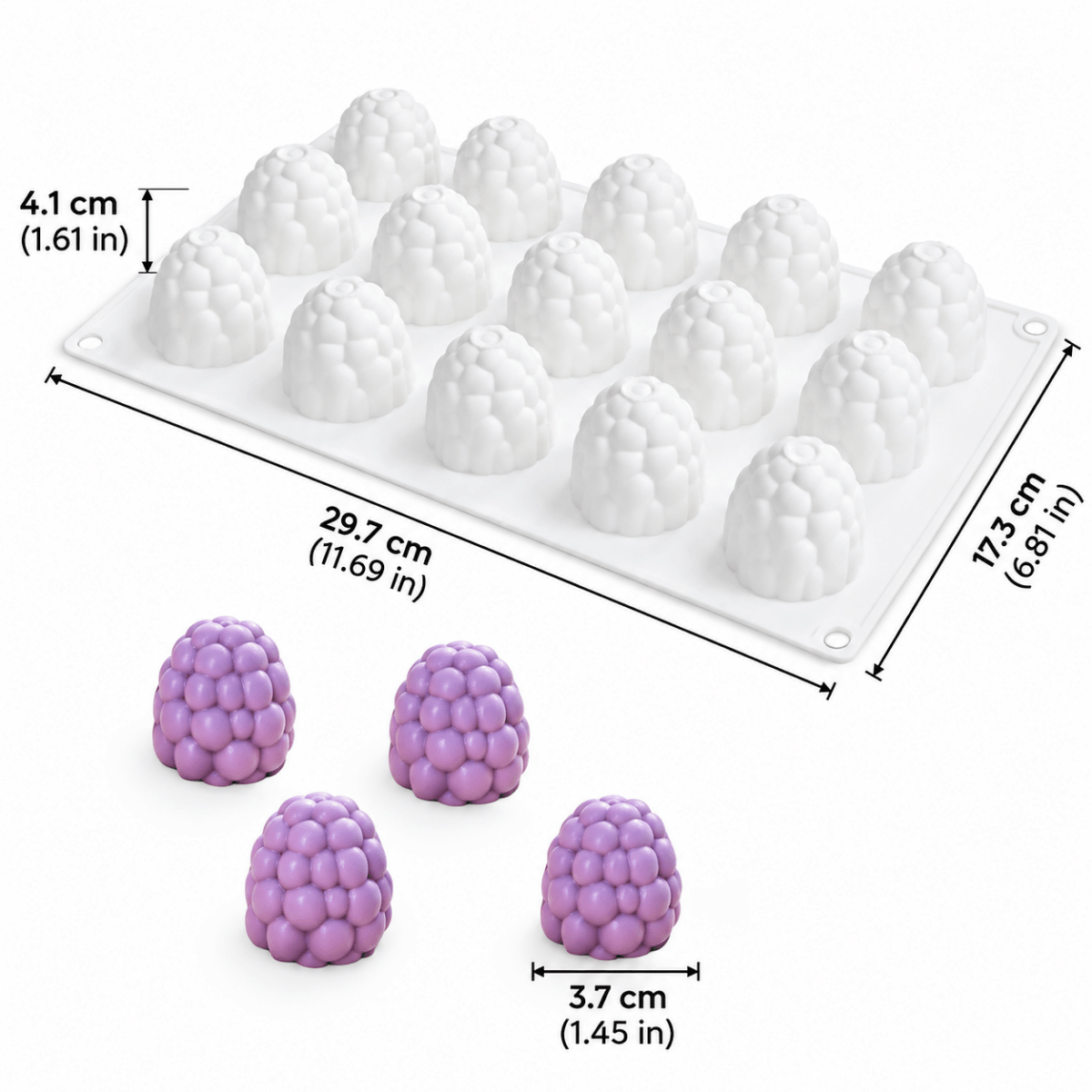 Bakewareind 3D Blackberry Mousse Fruit Chocolate Silicone Mould, 15 cavity - Bakeware India