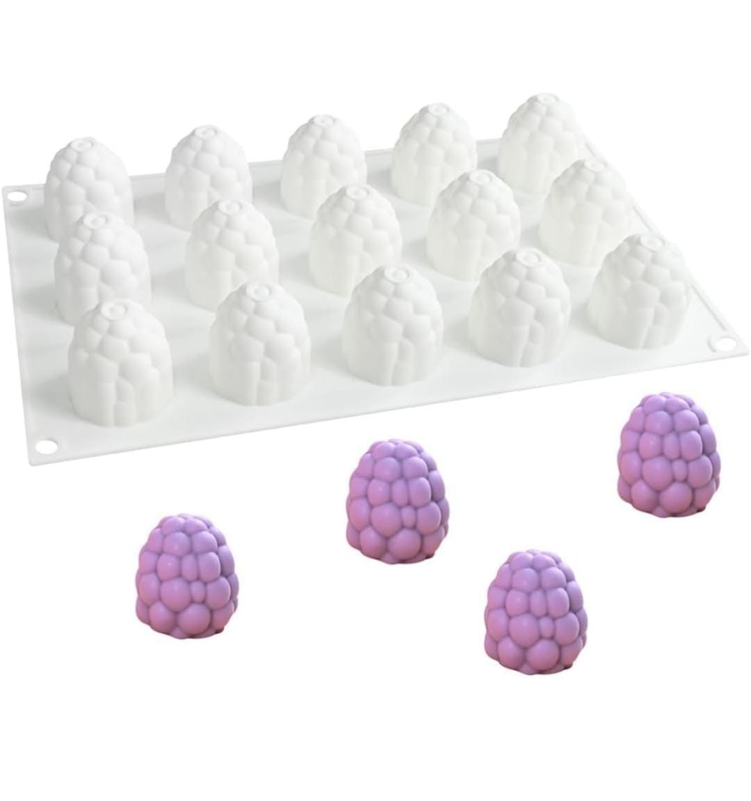 Bakewareind 3D Blackberry Mousse Fruit Chocolate Silicone Mould, 15 cavity - Bakeware India