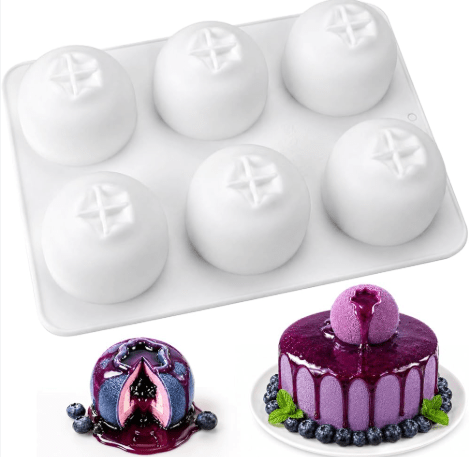 Bakewareind 3D Blueberry Fruit Mousse Cake Silicone Mould, 6 Cavity - Bakeware India