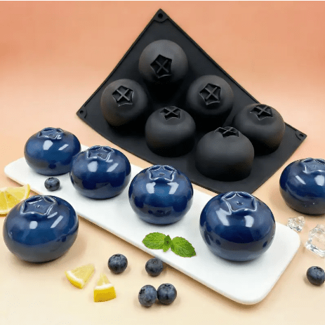 Bakewareind 3D Blueberry Fruit Mousse Cake Silicone Mould, 6 Cavity - Bakeware India