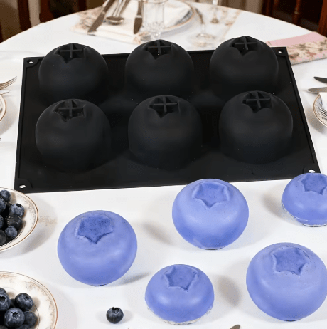 Bakewareind 3D Blueberry Fruit Mousse Cake Silicone Mould, 6 Cavity - Bakeware India