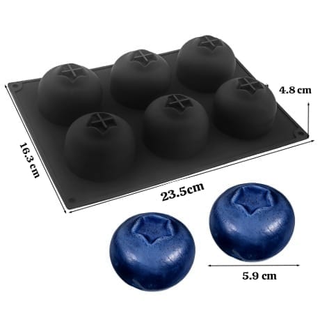 Bakewareind 3D Blueberry Fruit Mousse Cake Silicone Mould, 6 Cavity - Bakeware India