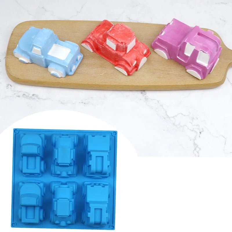 Bakewareind 3D Car Truck Cake Chocolate Silicone Mould, 6 cavity - Bakeware India