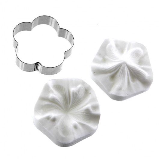 Bakewareind 3D Flower Bloosom Petal Leaves Veiner Silicone Mould & Stainless Cutter, 3pcs - Bakeware India