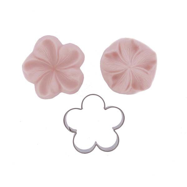 Bakewareind 3D Flower Bloosom Petal Leaves Veiner Silicone Mould & Stainless Cutter, 3pcs - Bakeware India
