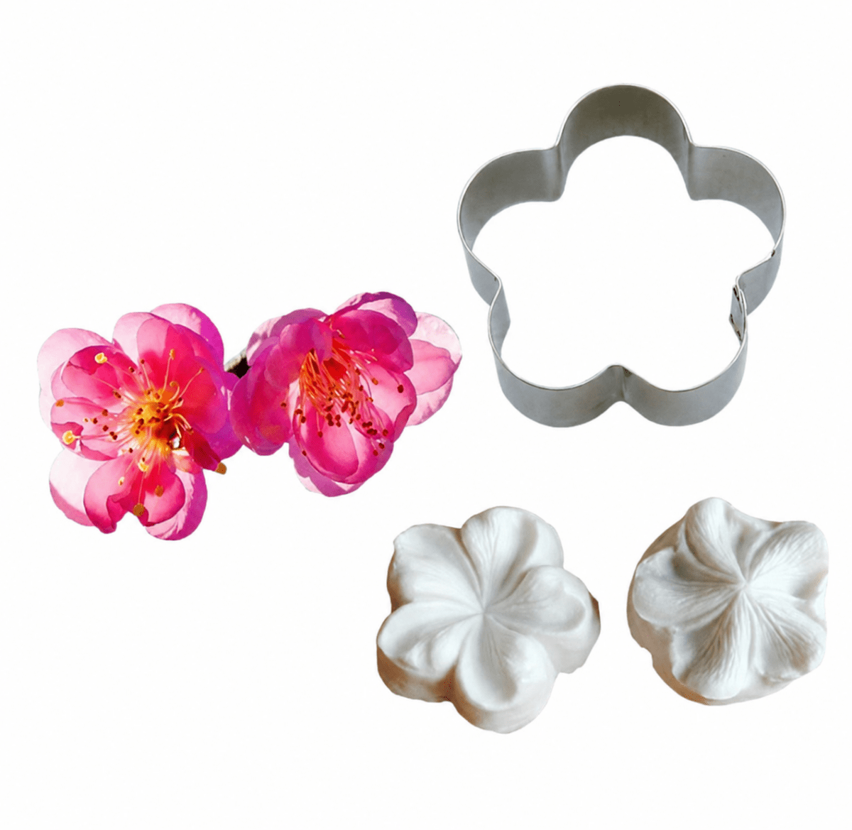 Bakewareind 3D Flower Bloosom Petal Leaves Veiner Silicone Mould & Stainless Cutter, 3pcs - Bakeware India