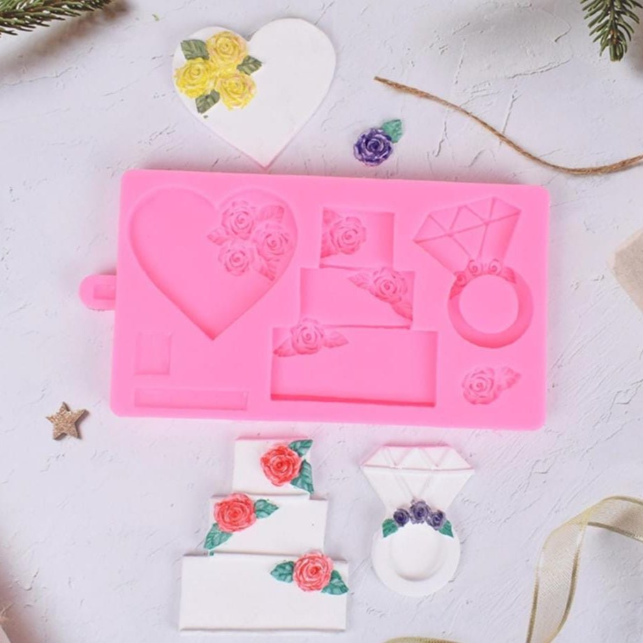 Bakewareind 3D Flower Cake Ring Wedding Silicone Fondant Chocolate Mould - Bakeware India