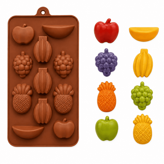 Bakewareind 3D Fruit Assorted Apple, Banana, Grape, Pineapple And Watermelon Chocolate Silicone Mould - Bakeware India