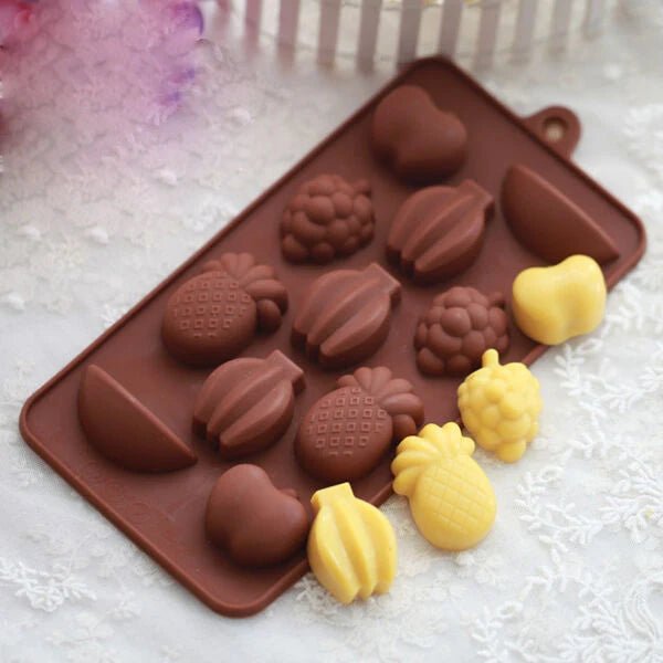 Bakewareind 3D Fruit Assorted Apple, Banana, Grape, Pineapple And Watermelon Chocolate Silicone Mould - Bakeware India