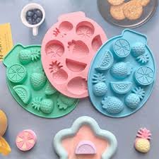Bakewareind 3D Fruit Assorted Strawberries, Pineapples, Watermelon Orange Chocolate Silicone Mould,9cavity - Bakeware India
