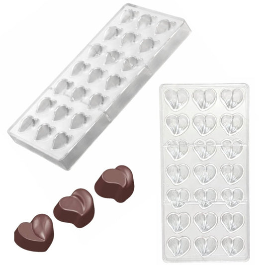 Bakewareind 3D Heart Polycarbonate Chocolate Mould, 21 cavity - Bakeware India