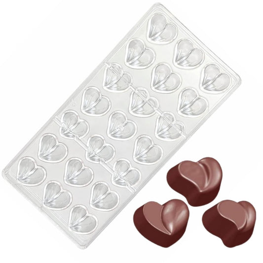 Bakewareind 3D Heart Polycarbonate Chocolate Mould, 21 cavity - Bakeware India