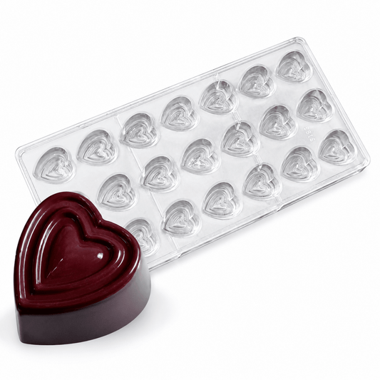 Bakewareind 3D Heart polycarbonate chocolate mould, 21 cavity - Bakeware India