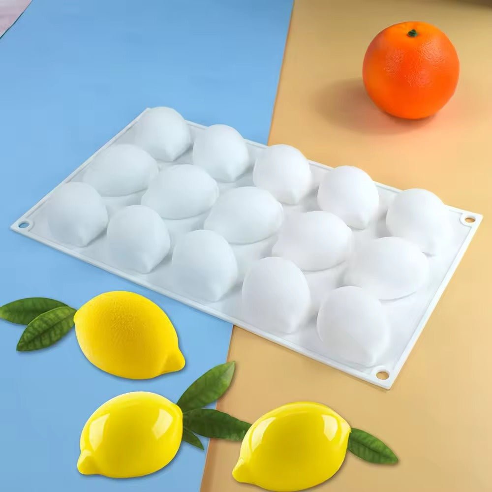 Bakewareind 3D Lemon Fruit French Mousse Silicone Chocolate Mould, 15 Cavity - Bakeware India