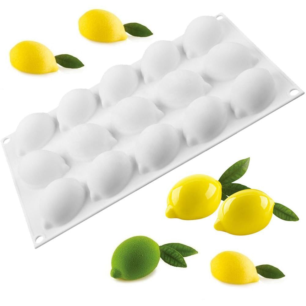 Bakewareind 3D Lemon Fruit French Mousse Silicone Chocolate Mould, 15 Cavity - Bakeware India