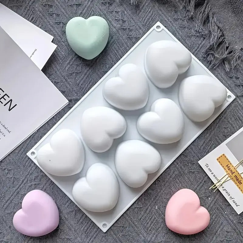 Bakewareind 3D Love Heart Mousse Silicone Chocolate Mould, 8 Cavity - Bakeware India