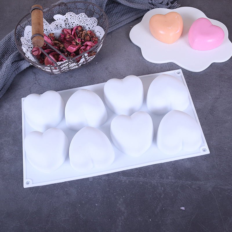 Bakewareind 3D Love Heart Mousse Silicone Chocolate Mould, 8 Cavity - Bakeware India