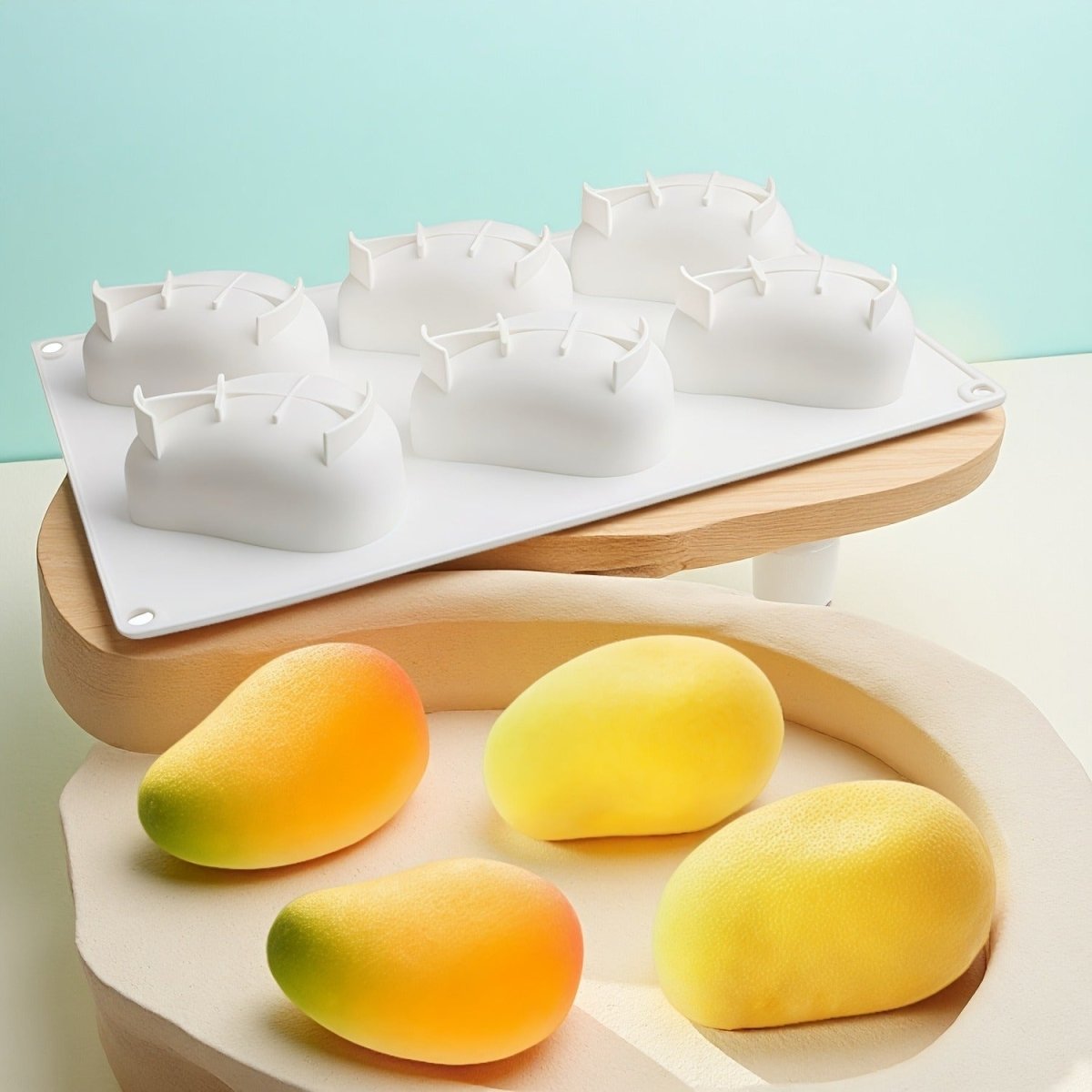 Bakewareind 3D Mango Mousse Chocolate Silicone Mould, 6 cavity - Bakeware India