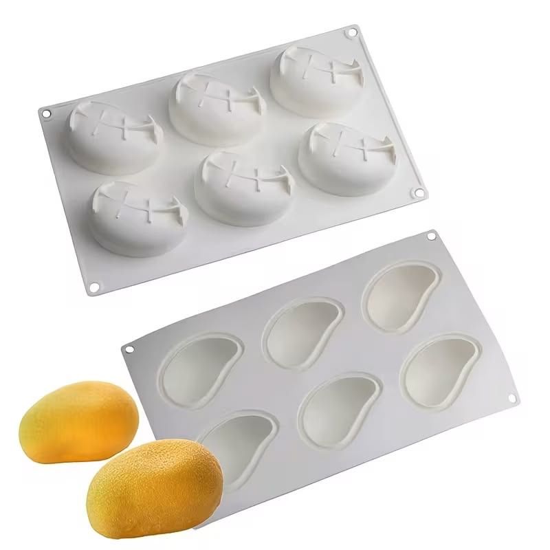 Bakewareind 3D Mango Mousse Chocolate Silicone Mould, 6 cavity - Bakeware India