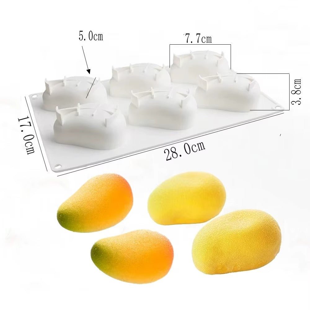 Bakewareind 3D Mango Mousse Chocolate Silicone Mould, 6 cavity - Bakeware India