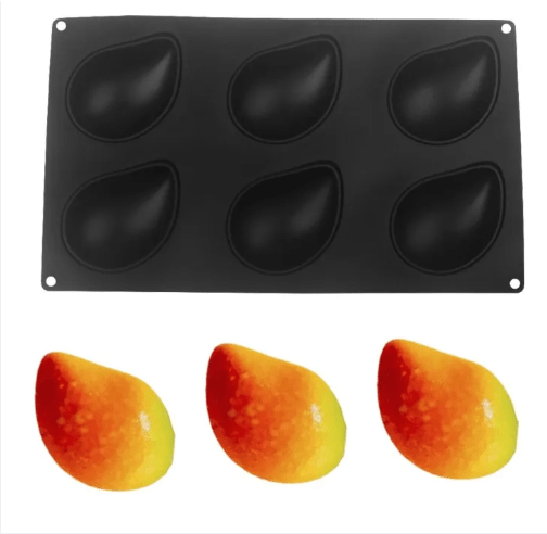 Bakewareind 3D Mango Mousse Fruit Chocolate Silicone Mould, 6 cavity - Bakeware India
