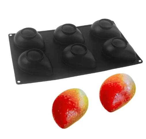 Bakewareind 3D Mango Mousse Fruit Chocolate Silicone Mould, 6 cavity - Bakeware India