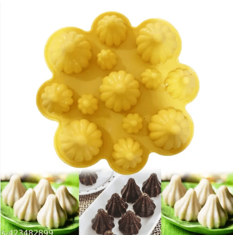 Bakewareind 3D Modak Silicone Chocolate Mould, 13 Cavity - Bakeware India