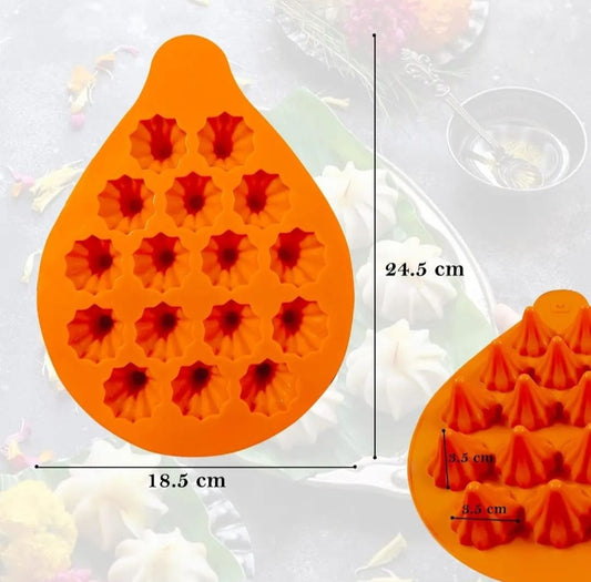 Bakewareind 3D Modak Silicone Chocolate Mould, 16 Cavity - Bakeware India