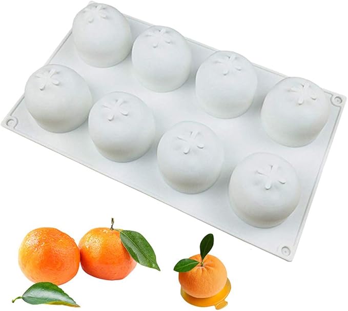 Bakewareind 3D Orange Mousse Silicone Chocolate Mould, 8 Cavity - Bakeware India
