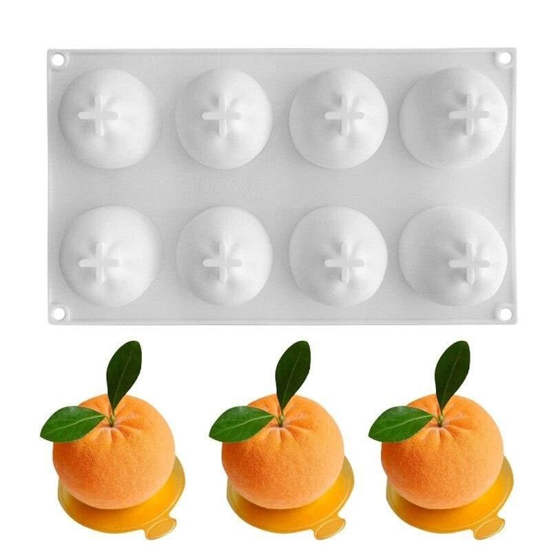 Bakewareind 3D Orange Mousse Silicone Chocolate Mould, 8 Cavity - Bakeware India