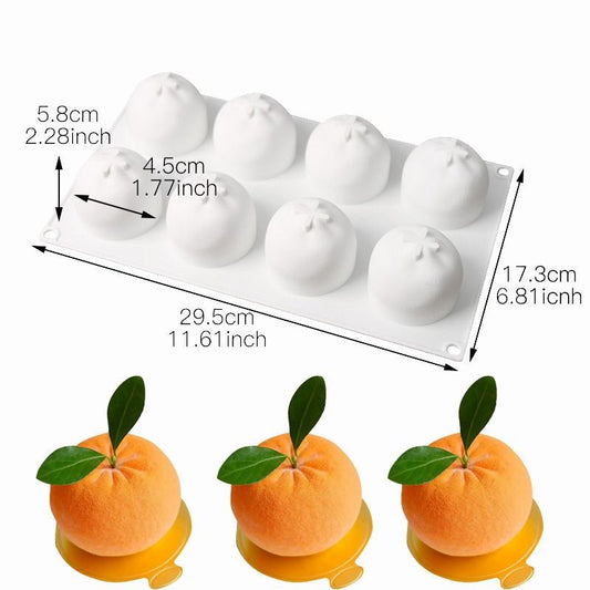 Bakewareind 3D Orange Mousse Silicone Chocolate Mould, 8 Cavity - Bakeware India
