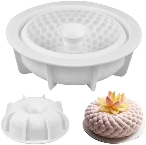 BAKEWAREIND 3D PEARL STAMPO ROUND ENTREMET CAKE SILICONE MOULD - Bakeware India