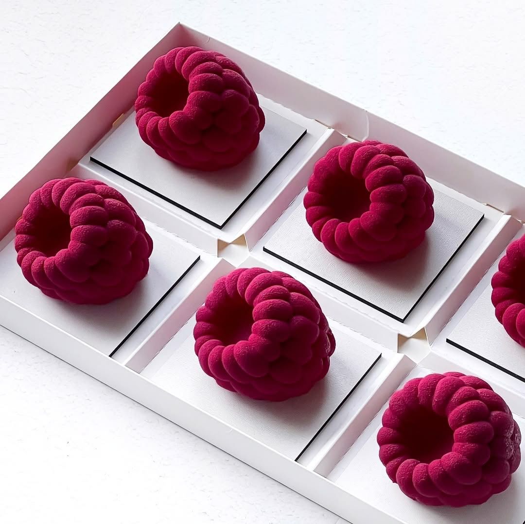Bakewareind 3D Raspberry Mousse Silicone Chocolate Mould, 12 Cavity - Bakeware India