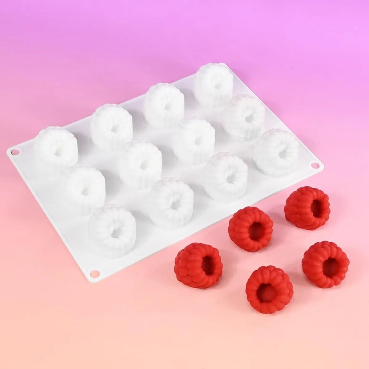 Bakewareind 3D Raspberry Mousse Silicone Chocolate Mould, 12 Cavity - Bakeware India