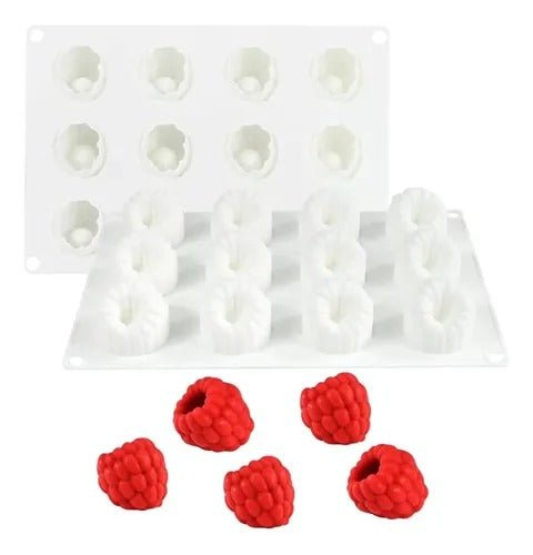 Bakewareind 3D Raspberry Mousse Silicone Chocolate Mould, 12 Cavity - Bakeware India