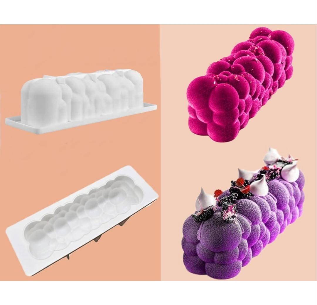 Bakewareind 3D Rectangular Cloud Bubble Shaped Entremet Cake Silicone Mould - Bakeware India