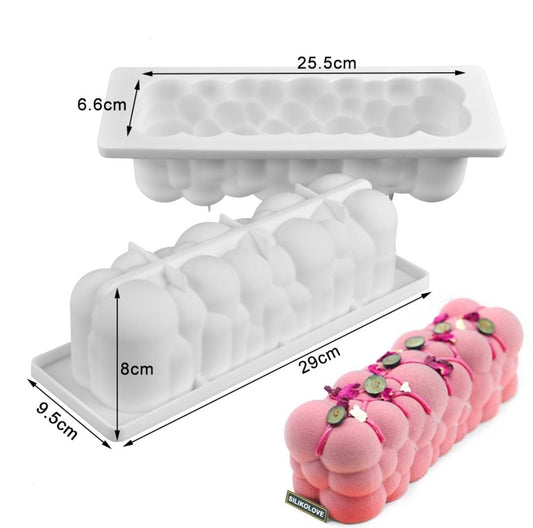 Bakewareind 3D Rectangular Cloud Bubble Shaped Entremet Cake Silicone Mould - Bakeware India