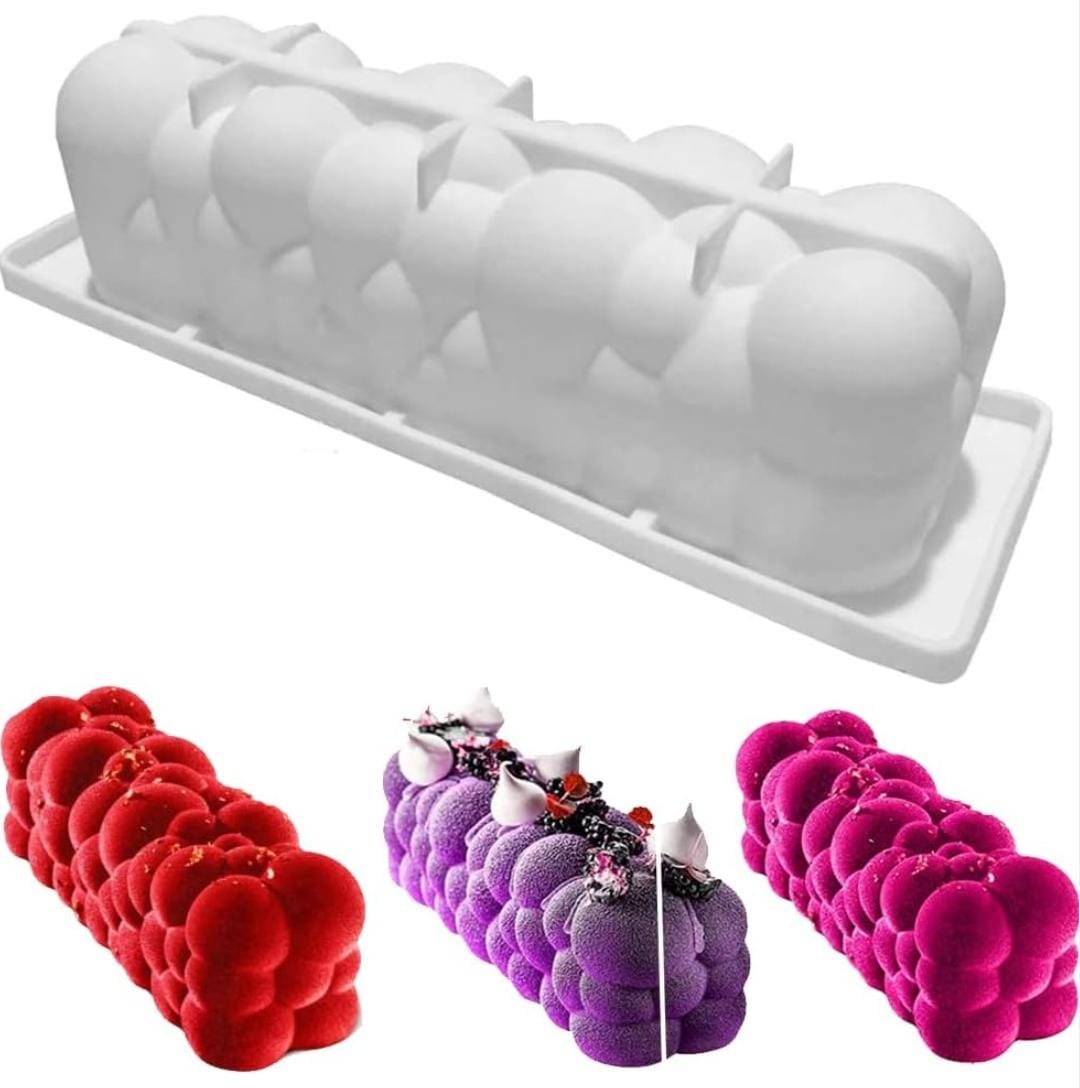 Bakewareind 3D Rectangular Cloud Bubble Shaped Entremet Cake Silicone Mould - Bakeware India