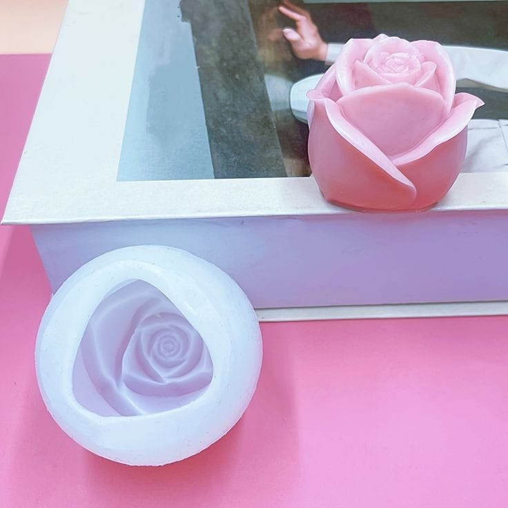 Bakewareind 3D Rose Flower Candle Silicone Mould Cake Chocolate Mould - Bakeware India