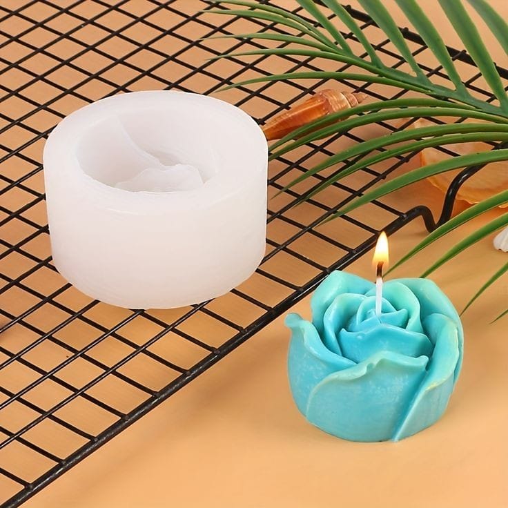 Bakewareind 3D Rose Flower Candle Silicone Mould Cake Chocolate Mould - Bakeware India