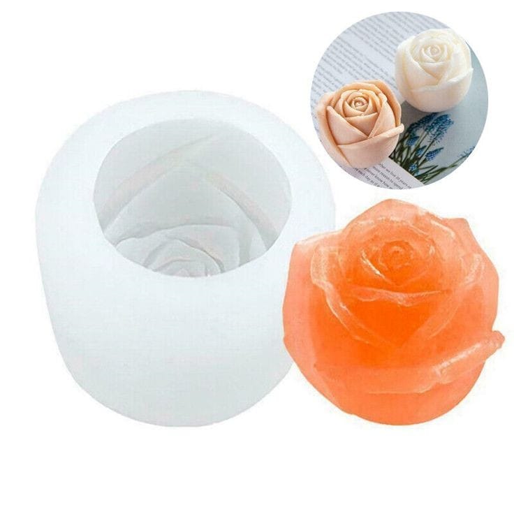 Bakewareind 3D Rose Flower Candle Silicone Mould Cake Chocolate Mould - Bakeware India