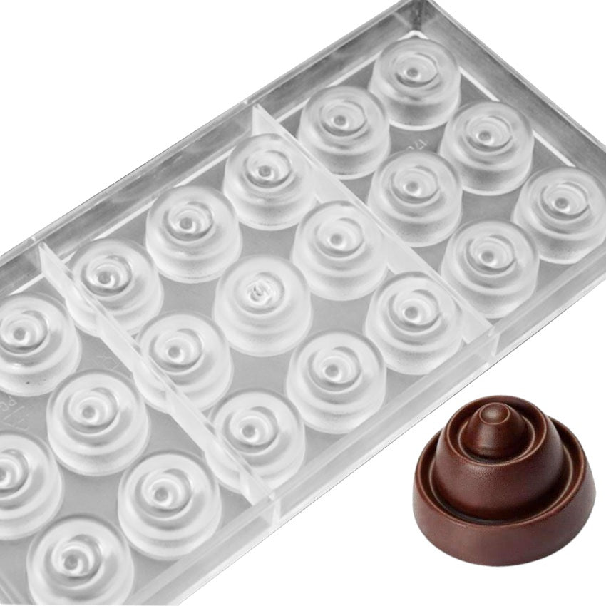 Bakewareind 3D Spiral Polycarbonate Chocolate Mould, 15 cavity - Bakeware India