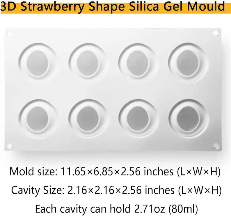Bakewareind 3D Strawberry Mousse Silicone Chocolate Mould, 8 Cavity - Bakeware India